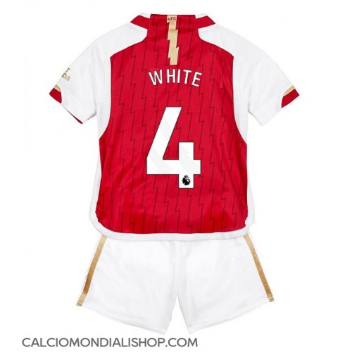Maglie da calcio Arsenal Benjamin White #4 Prima Maglia Bambino 2023-24 Manica Corta (+ Pantaloni corti)